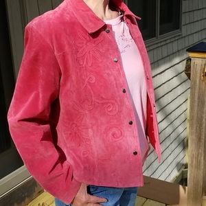 Suede leather jacket with hanger